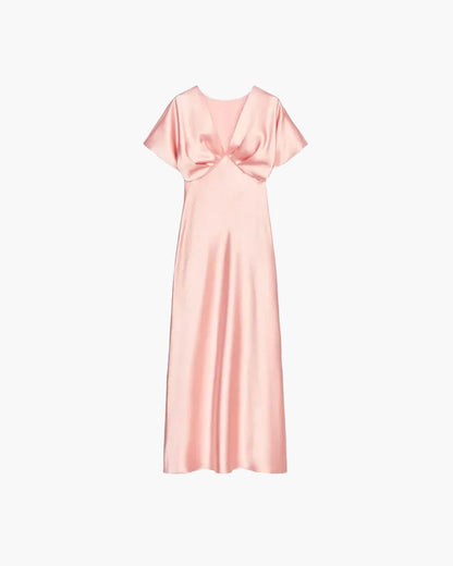 Satin-Midikleid mit V-Ausschnitt