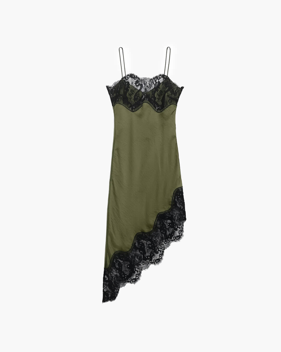 Lace-Trim Satin Slip Dress