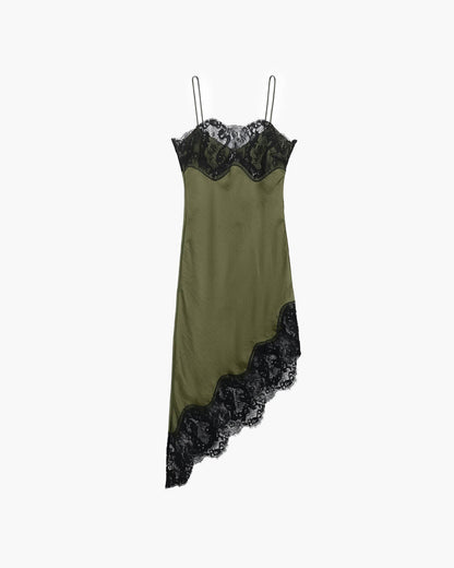 Lace-Trim Satin Slip Dress