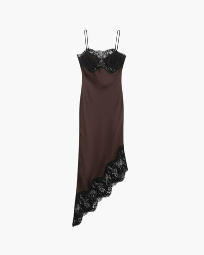 Lace-Trim Satin Slip Dress
