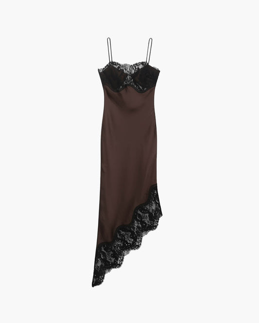 Spitzen-Satin-Trägerkleid