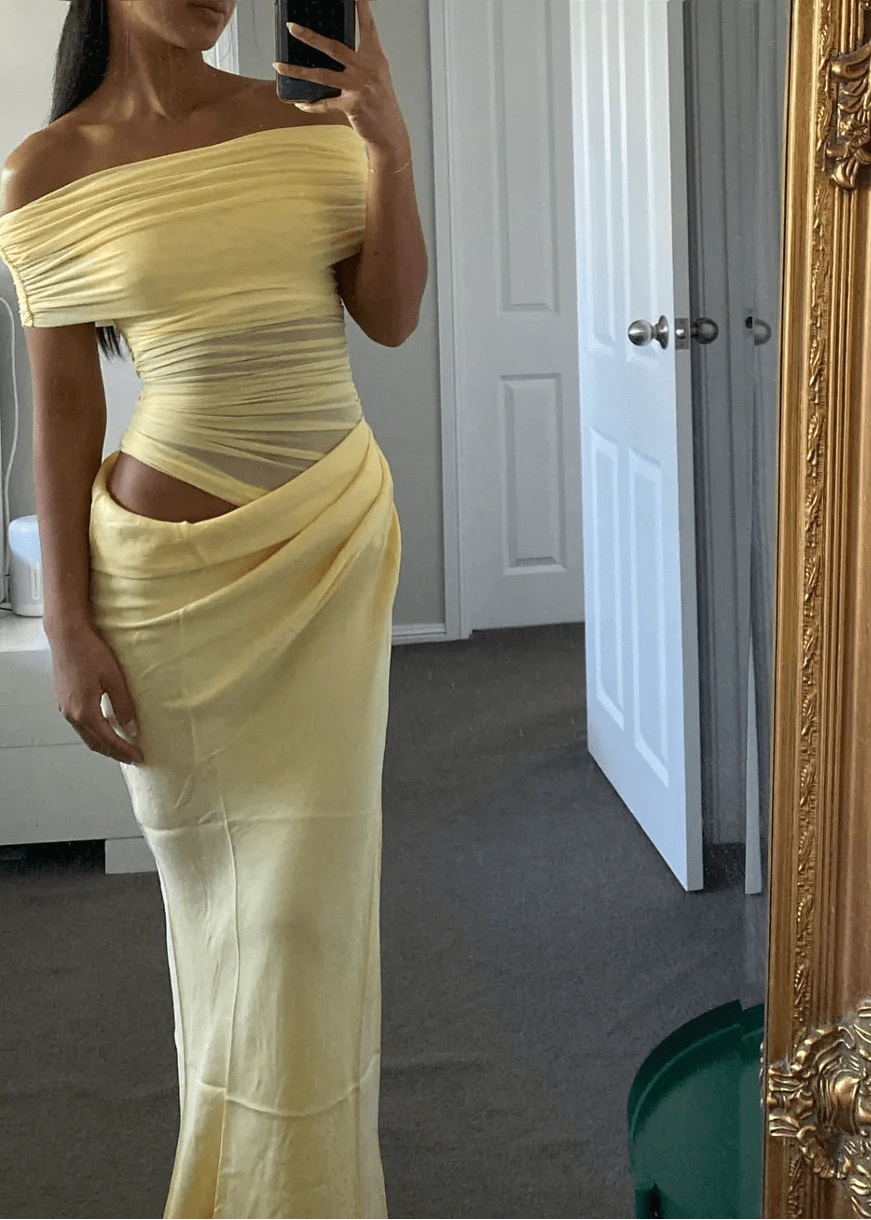 Jessy Off-Shoulder Mesh Maxi Dress