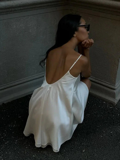 Dina V-neck satin mini dress