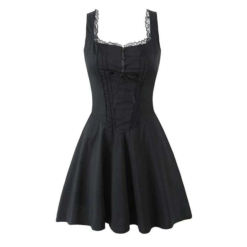 Flowy Mini Lace-Up Dress