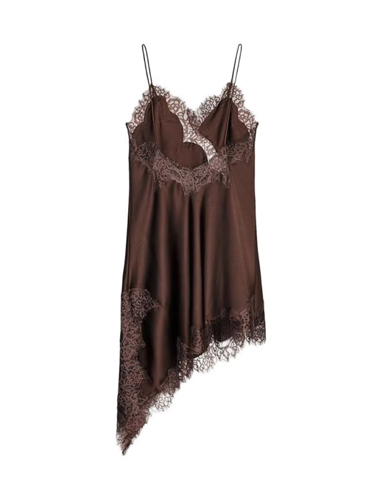 Asymmetrisches Satin-Minikleid