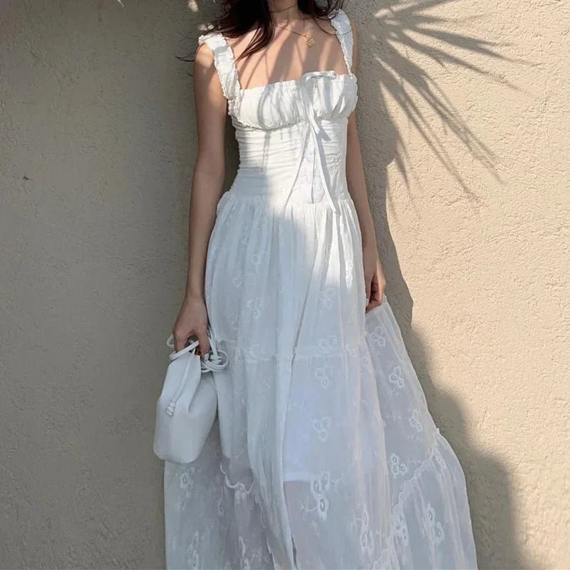 Tiered maxi dress with ruffle trim