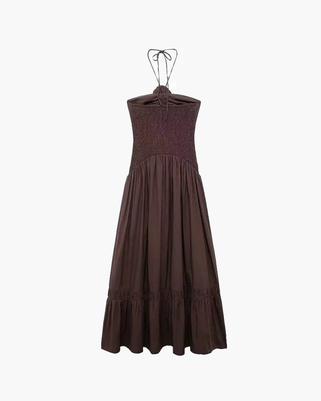 Halterneck midi dress with floral appliqué