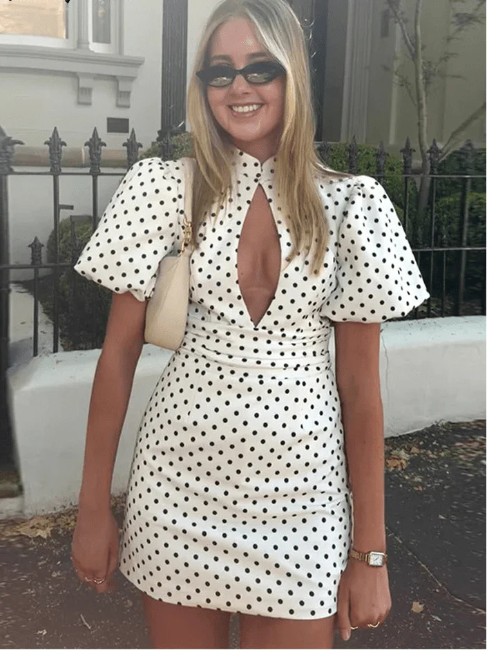 Katha Cut-Out Dot Mini Dress
