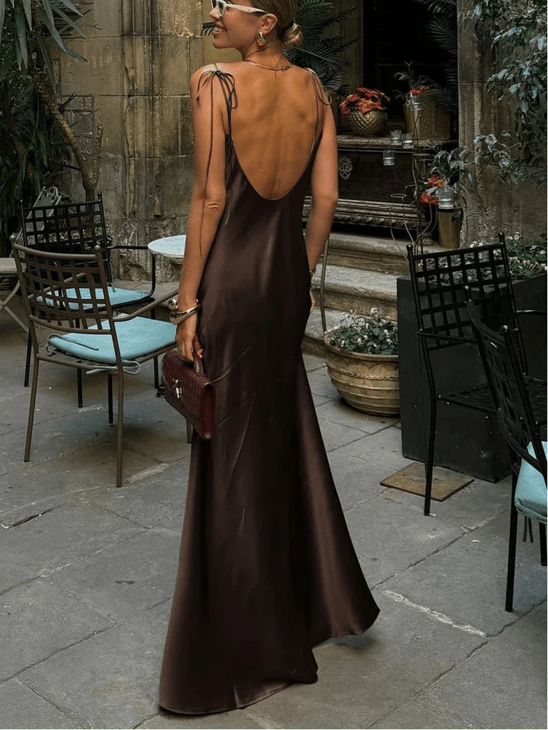 Backless Satin Maxi Dress
