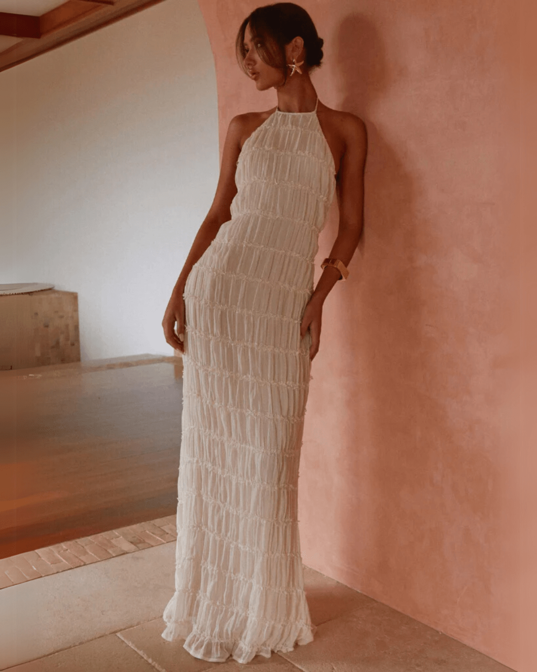 Leslie Strapless Textured Maxi Dress
