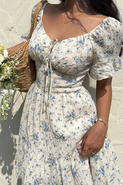 Floral Lace-up Minidress