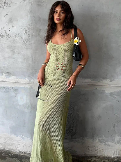 Lili Hollow Knit Maxi Dress