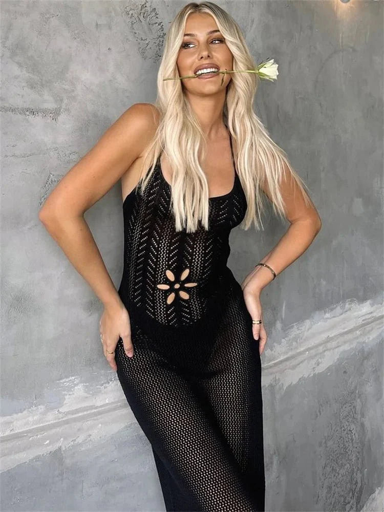 Lili Hollow Knit Maxi Dress