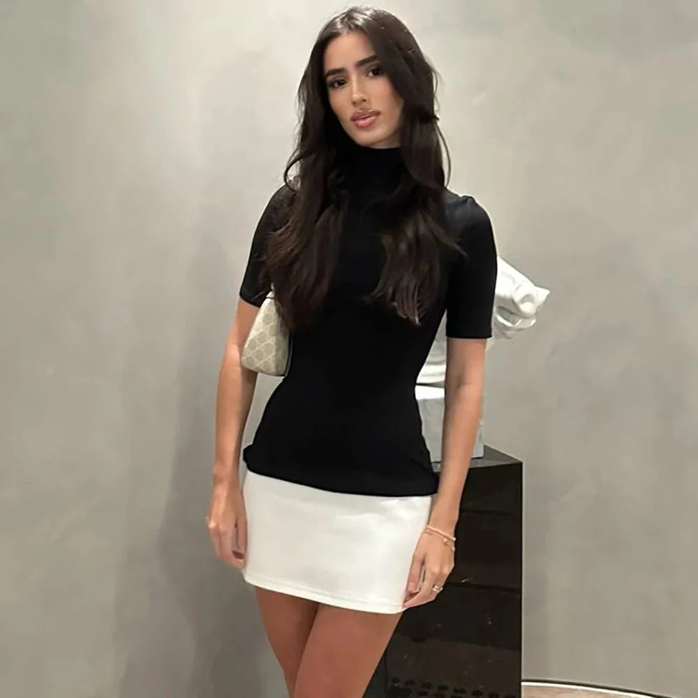 High-neck mini dress