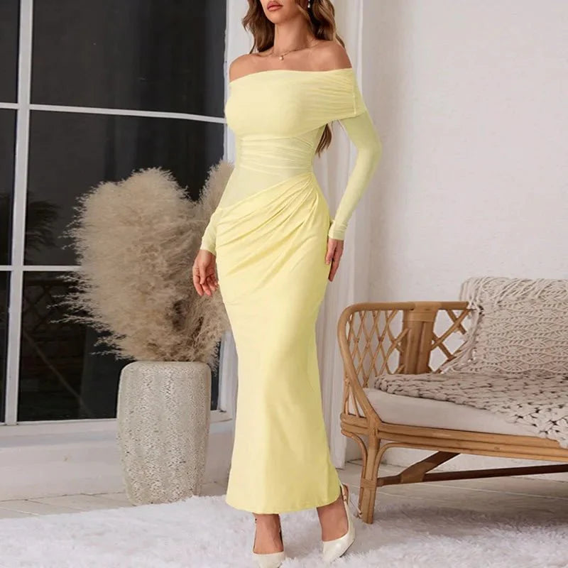Long-sleeve mesh maxi dress