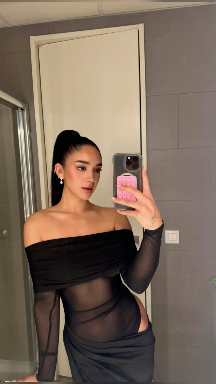 Long-sleeve mesh maxi dress