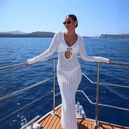 Lorina Crocheted Beach Dress with Cut-Outs