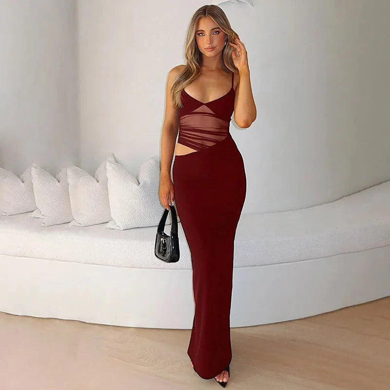 Maxi dress with sheer cutouts