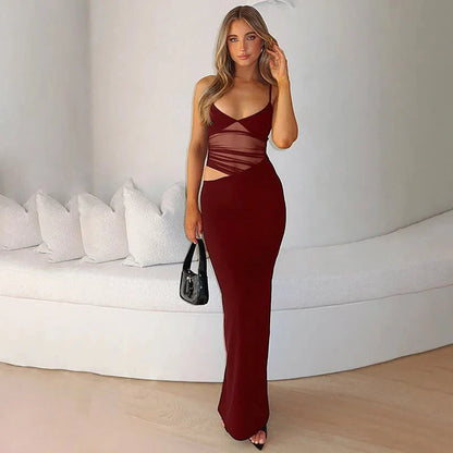 Maxi dress with sheer cutouts