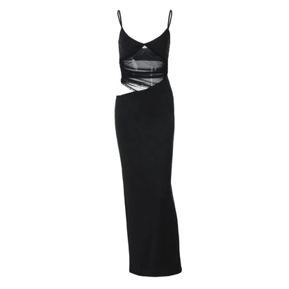Maxi dress with sheer cutouts