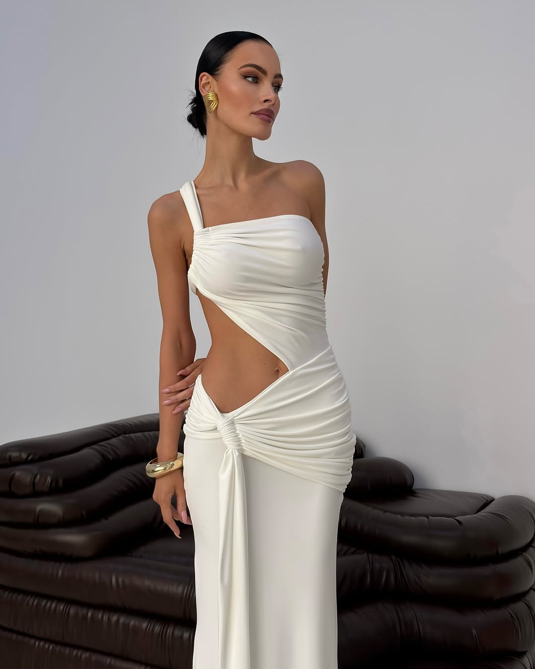Miranel One-Shoulder Cut-Out Maxi Dress