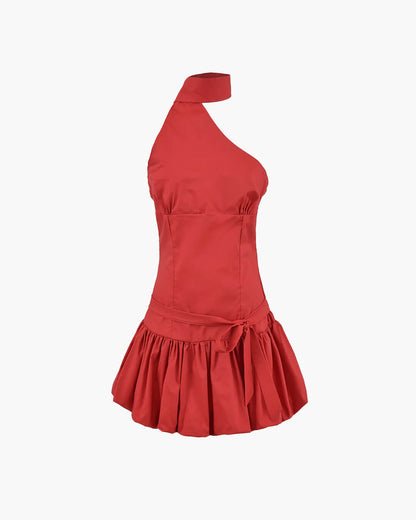 One-Shoulder Polka Dot Mini Dress