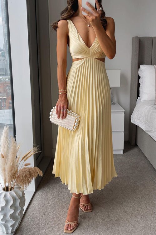 Ärmelloses Maxikleid mit V-Ausschnitt und Cut-Out