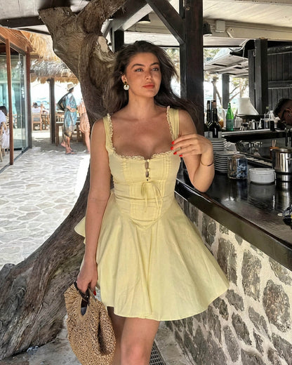 Mini dress with lacing on the back