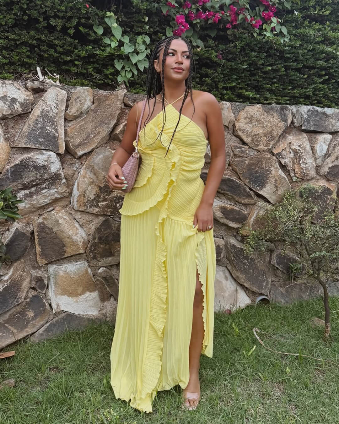 Halter Neck Ruffled Tulle Dress
