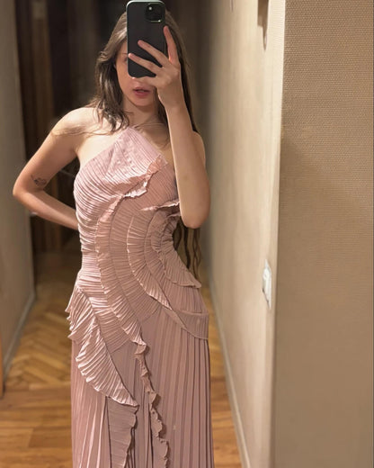 Halter Neck Ruffled Tulle Dress
