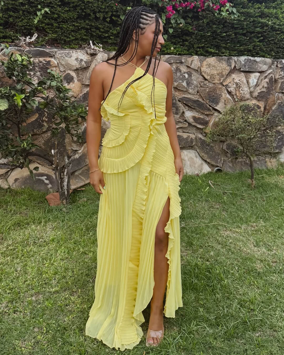 Halter Neck Ruffled Tulle Dress