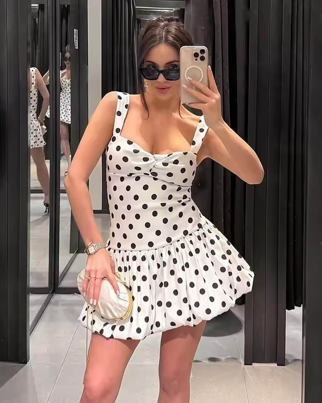 Polka Dot Balloon Mini Dress