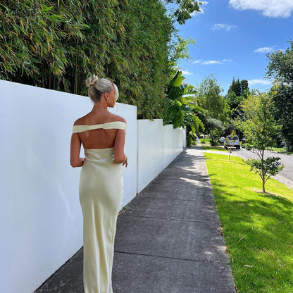 Serena Backless Satin Maxi Dress