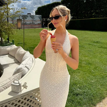 Sina Halterneck Lace Maxi Dress
