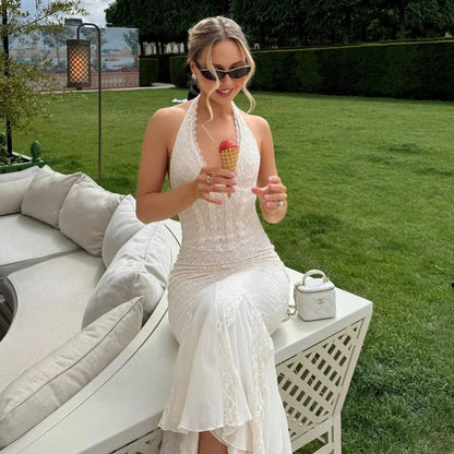 Sina Halterneck Lace Maxi Dress