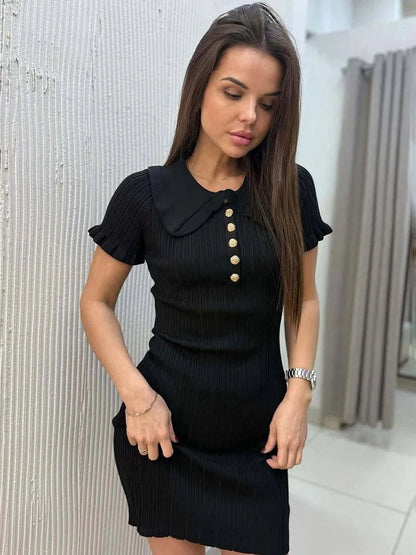 Gerüschtes Strick-Minikleid