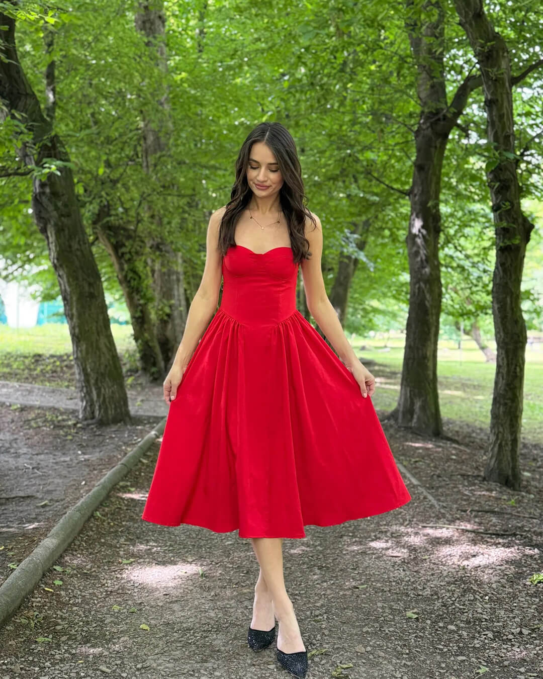 Sylvana Ärmelloses Träger Midikleid