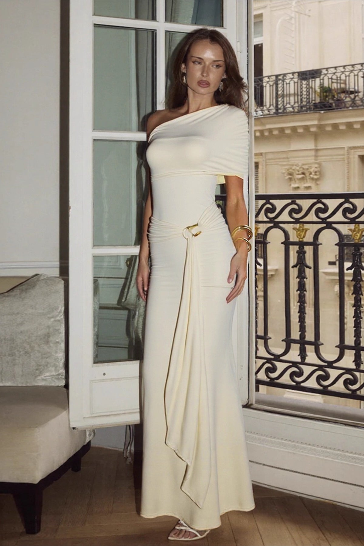 Tayla Asymmetrisches Bodycon Maxikleid