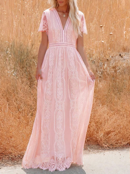 Trinity Boho-Spitzen-Maxikleid