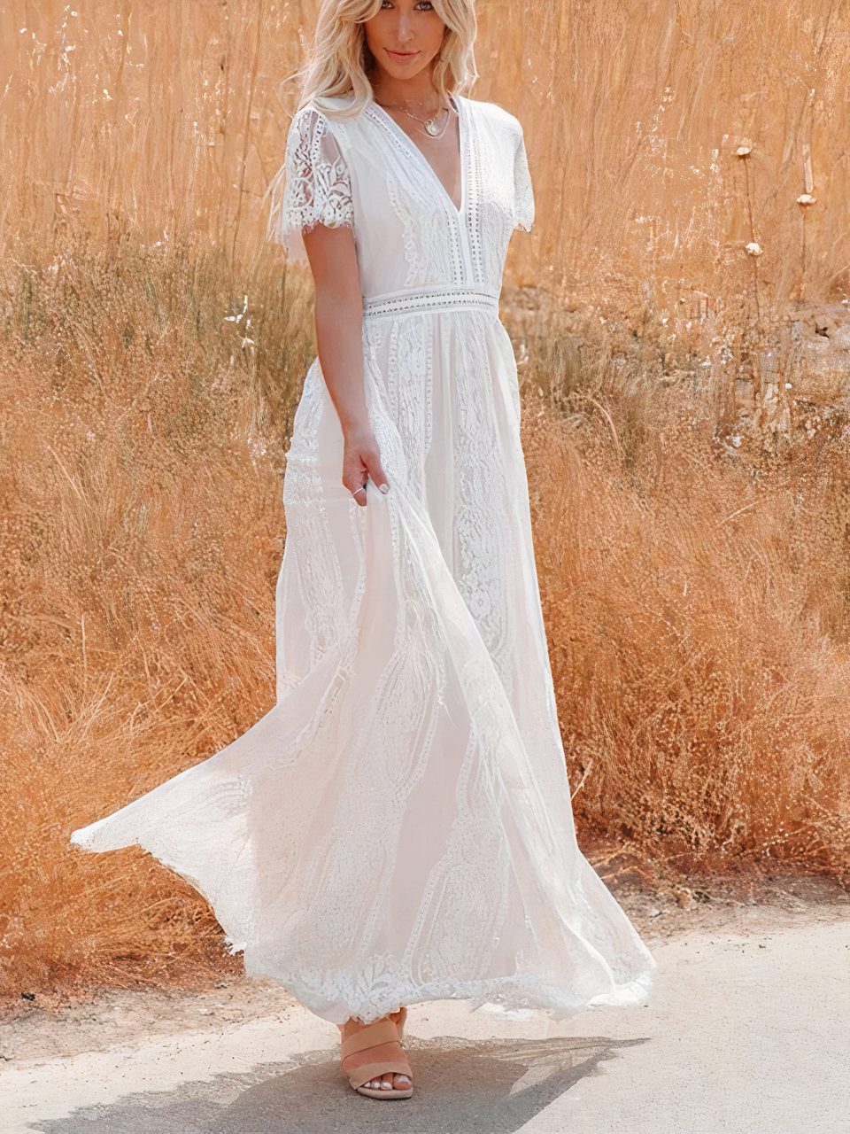 Trinity Boho-Spitzen-Maxikleid