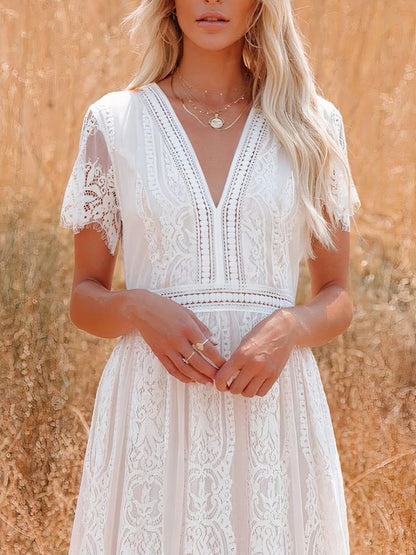 Trinity Boho-Spitzen-Maxikleid
