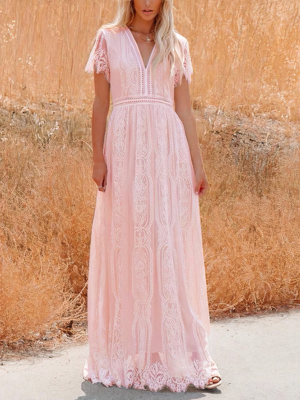 Trinity Boho-Spitzen-Maxikleid