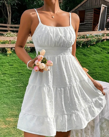 Tiffany Stufen-Rüschen-Minikleid mit Spaghettiträgern