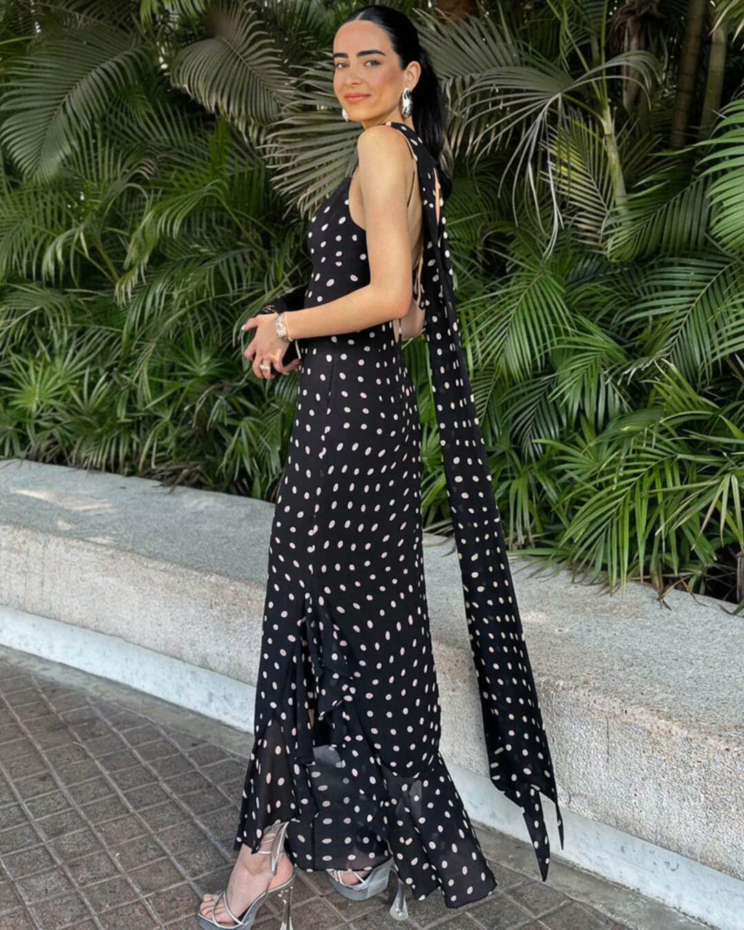 Polka-Dot Maxi-Kleid