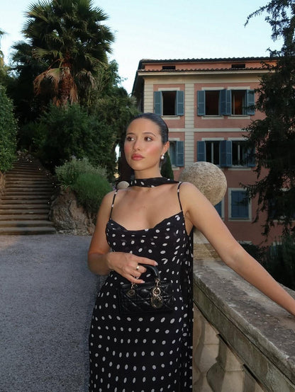 Polka-Dot Maxi-Kleid