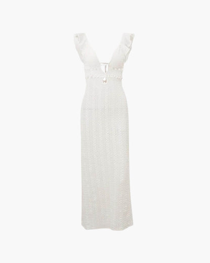 Maxi-Kleid aus Spitze mit tiefem Ausschnitt