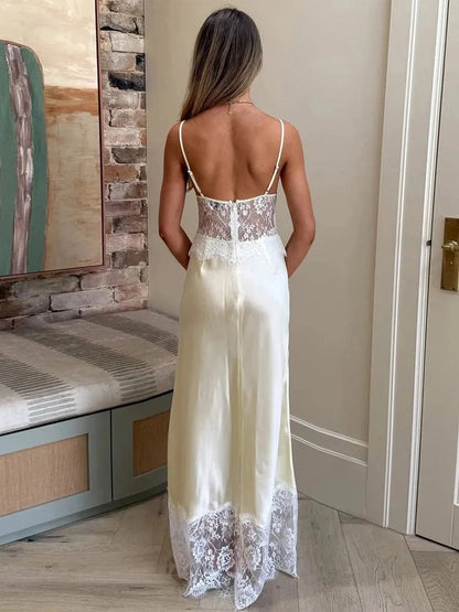 Lory Off-the-Shoulder Satin Lace Dress