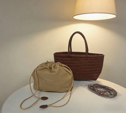 Anais Handgeflochtene Leder-Shopper-Tasche