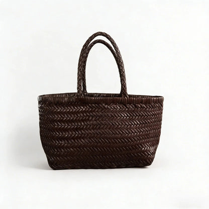 Anais Handgeflochtene Leder-Shopper-Tasche