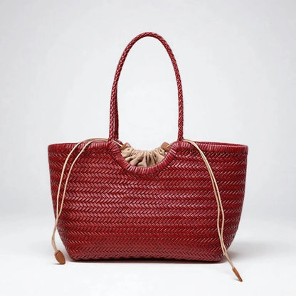 Bianca Handgeflochtene Ledertasche